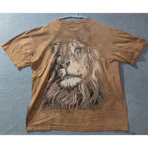 The Mountain Lion Baby Wild Graphic Tee Mens XL Brown Tie Dye USA Print